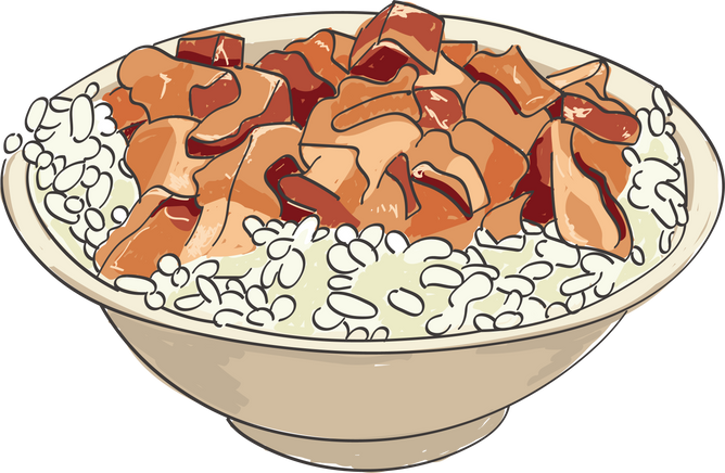 Taiwan famous food - Braised pork rice illustration.